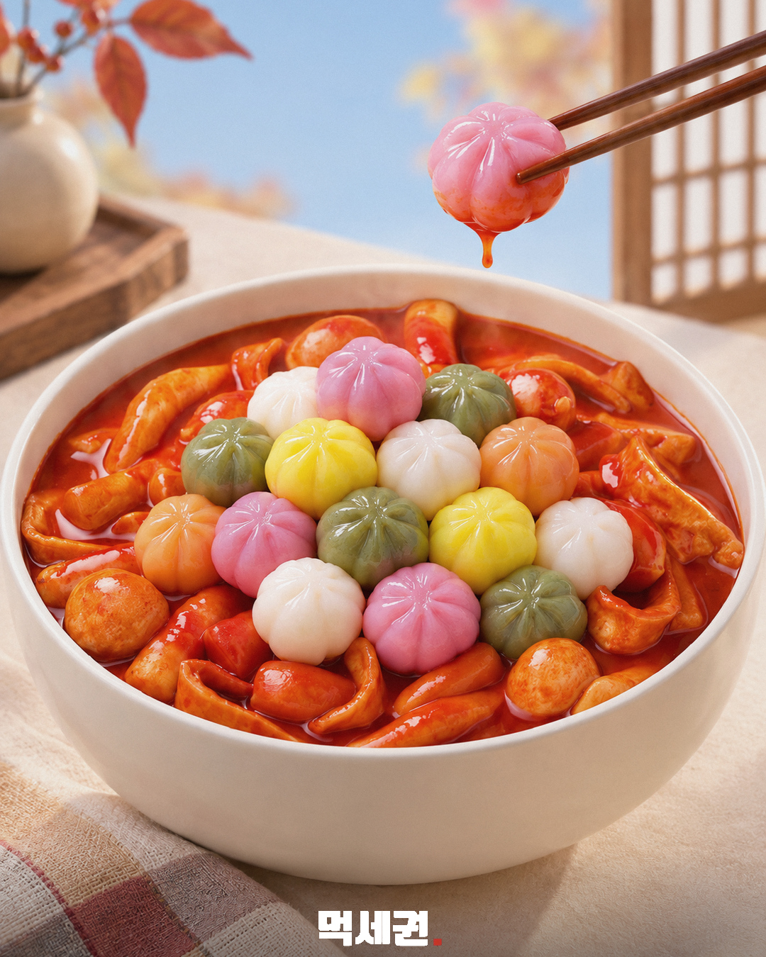 매콤한 소스와 꿀떡이 어우러진 꿀떡볶이
