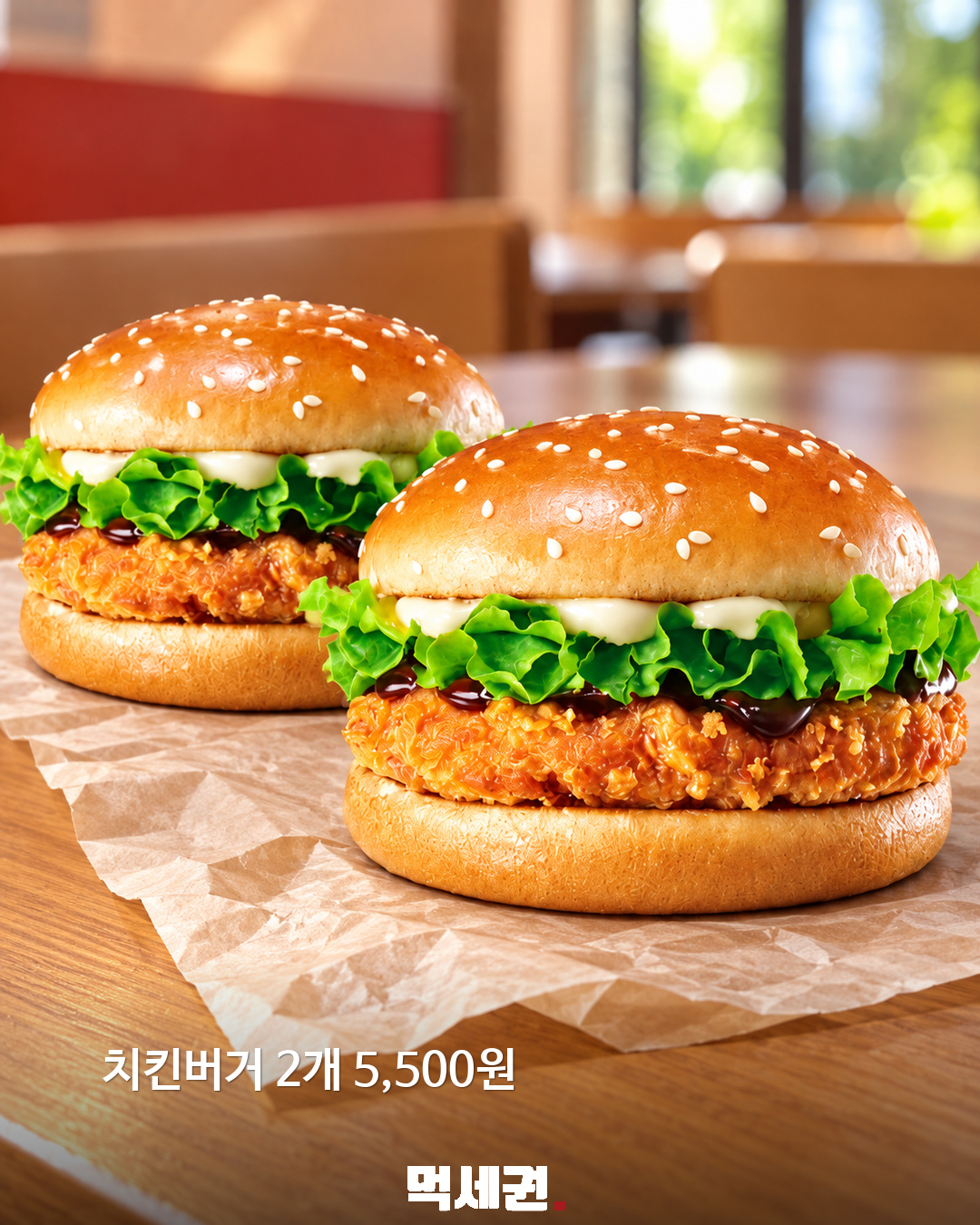 롯데리아 치킨버거 2개 5500원 행사 2 치킨버거 2개 5,500원