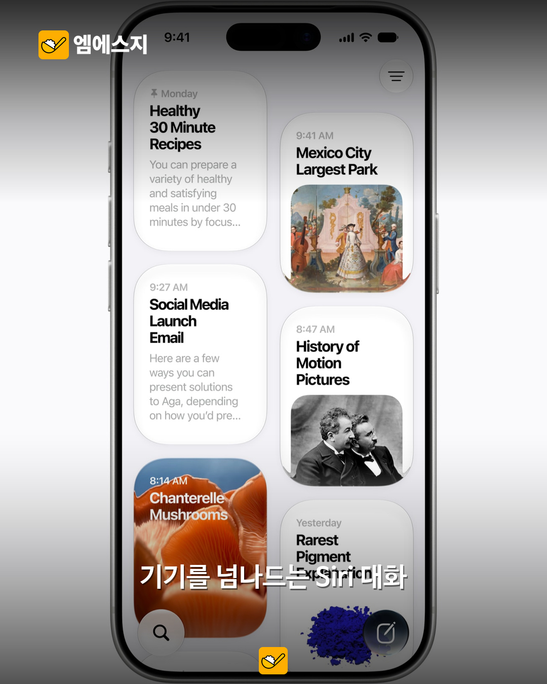 새 Siri AI, 한국어 지원 시작…27.2 업데이트의 기능과 이용 조건 4 Apple 공식 Siri 대화 이력 화면