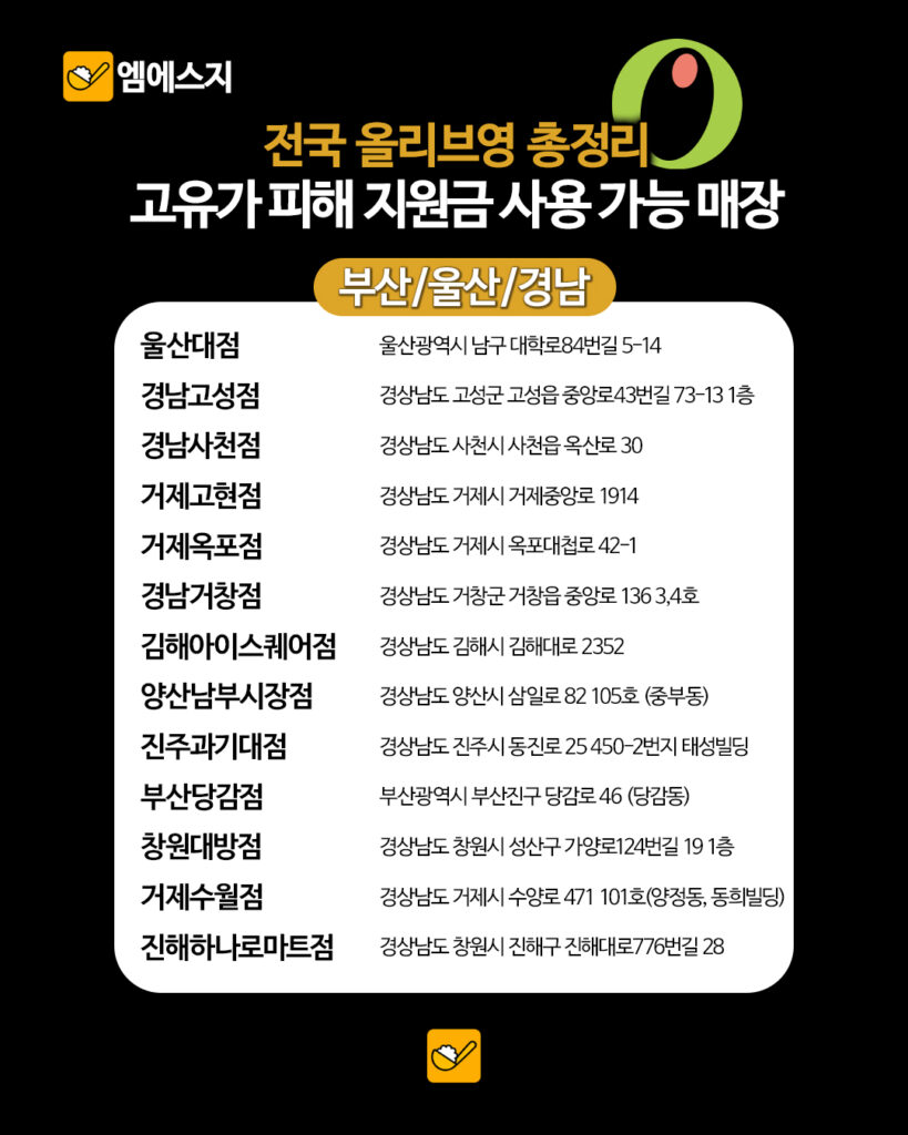 고유가 피해지원금(전쟁 재난지원금) 사용 가능한 올리브영 매장 리스트, 가능 여부 및 조회하기, 사용처 10 141 올영지원금매장 9