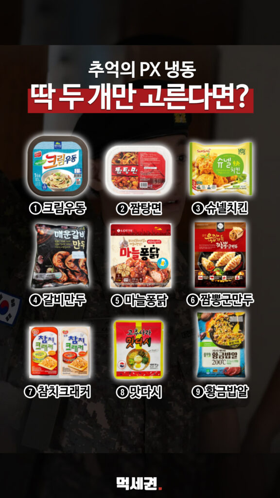 슈넬치킨에 맛다시까지 총출동! 네티즌 취향 갈린 군대 간식 투표 3 264 추억의px냉동 릴스 2