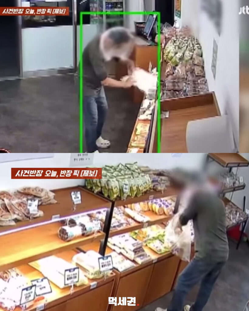 CCTV에 딱 걸린 '비닐봉지 빌런'… 춘천 무인빵집서 빵만 골라 털어갔다 3 275 무인빵집절도 2