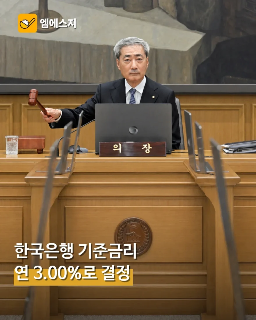 한국은행, 기준금리 연 3.00% 결정…1년 6개월 만에 3%대 진입