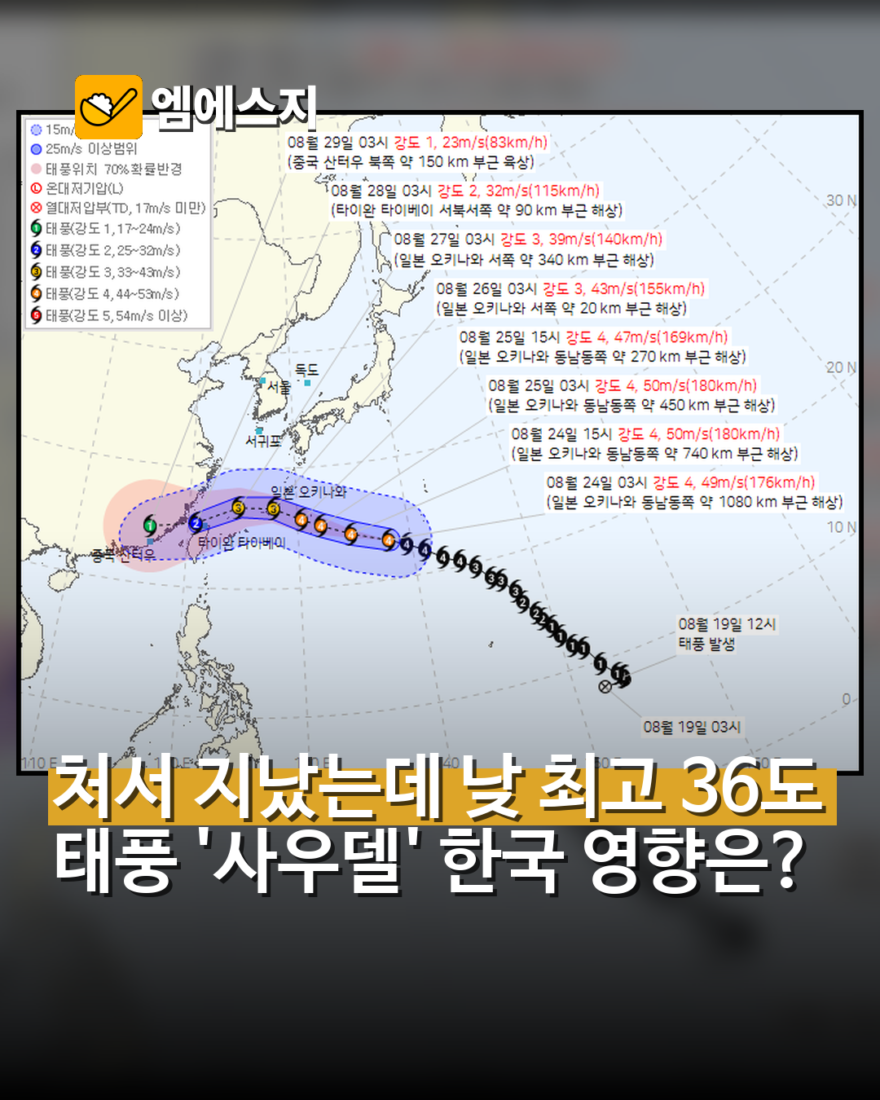 제18호 태풍 사우델 예상 경로와 한국 영향