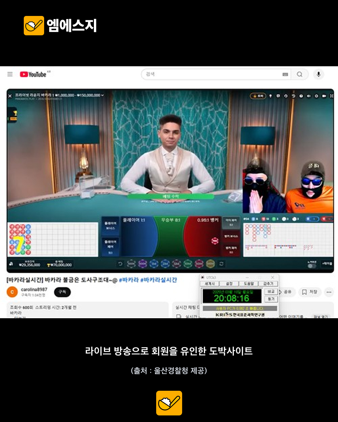 유튜브 시청자 수 조작해 회원 유인…600억대 도박사이트 일당 검거 2 불법 도박사이트 회원 유인 유튜브 라이브 방송