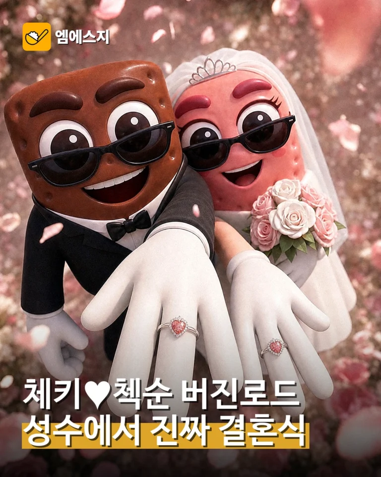 켈로그 체키와 첵순이 성수에서 결혼식