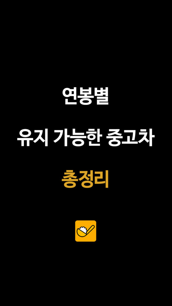 연봉별 유지 가능한 중고차 총정리