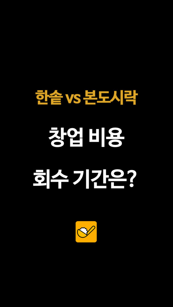 한솥 vs 본도시락 창업 비용 회수 기간은?