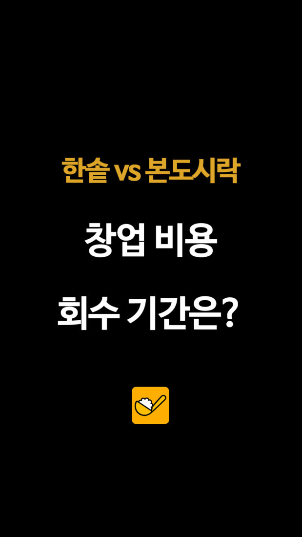 한솥 vs 본도시락 창업 비용 회수 기간은?