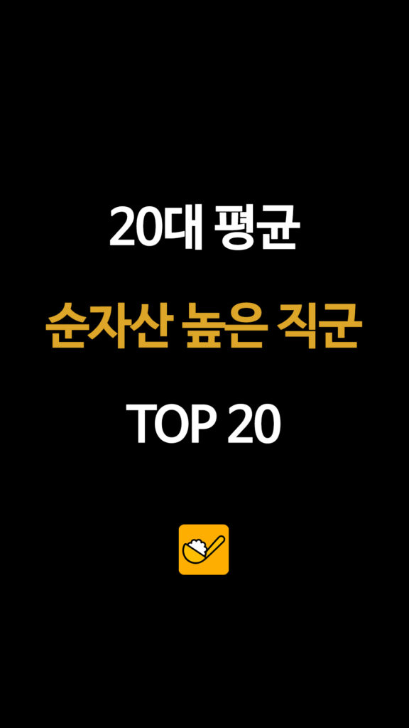 20대 평균 순자산 높은 직군 TOP 20