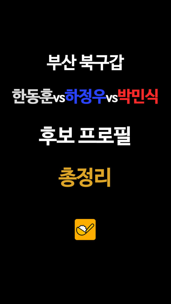 부산 북구갑 한동훈vs하정우vs박민식 후보 프로필 총정리