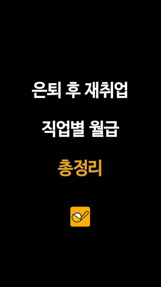 은퇴 후 재취업 직업별 월급 총정리