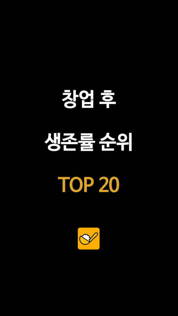 창업 후 생존률 순위 TOP 20