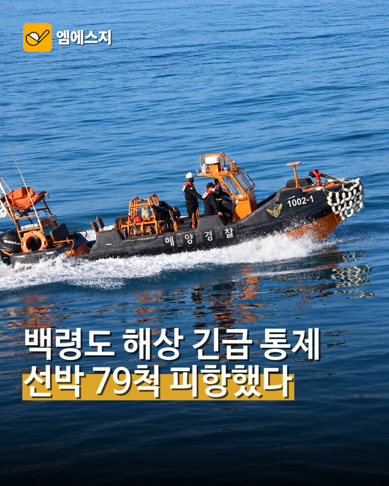 해양경찰 경비정 자료 이미지와 백령도 선박 피항 소식 카드