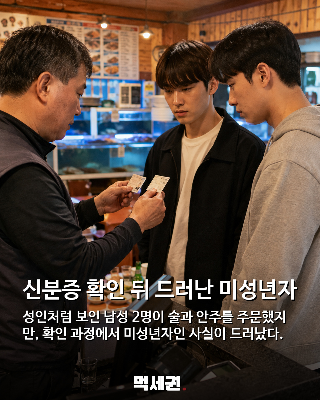 “술 먹고 신고하면 50만원”…미성년자 사주해 경쟁 횟집 노린 옆 가게 2 신분증 확인 과정에서 미성년자로 드러난 손님