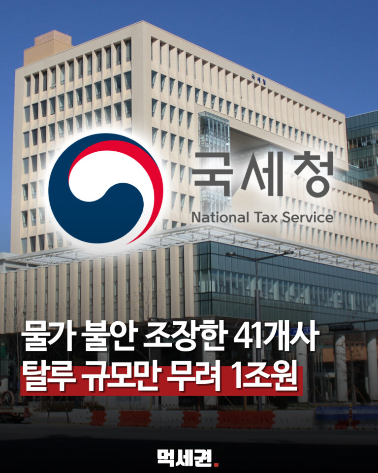 국세청 물가 불안 조장 탈세 혐의 세무조사
