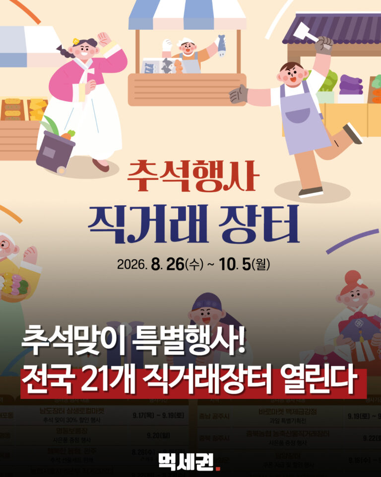 추석 직거래장터 전국 21곳…9월 19일 이후 일정 정리 관련 이미지 1
