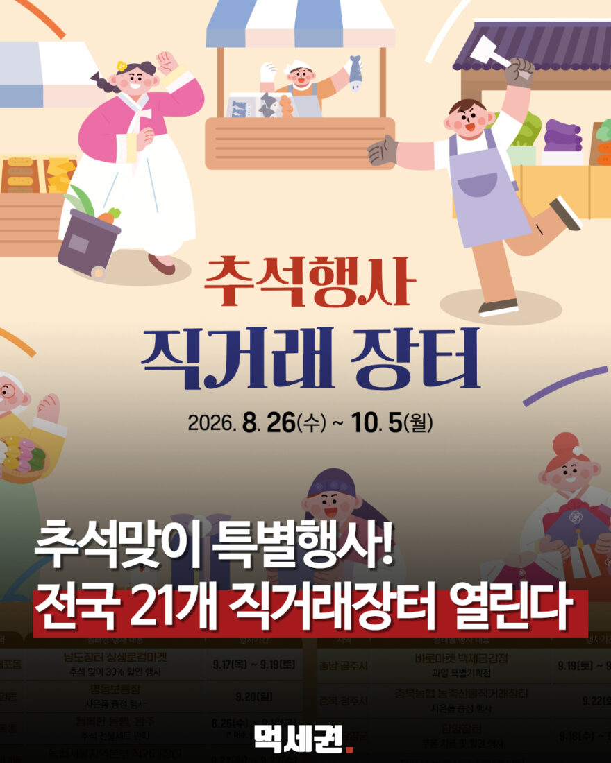 추석 직거래장터 전국 21곳…9월 19일 이후 일정 정리 관련 이미지 1