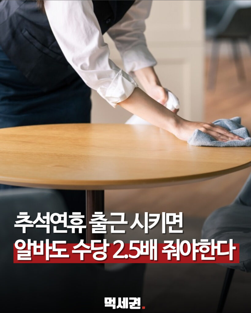 추석 연휴 알바 수당, 조건 따라 최대 2.5배…확인할 점 관련 이미지 1