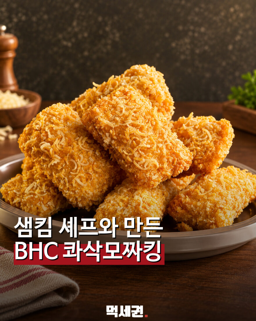 bhc 샘킴 협업 신메뉴 콰삭모짜킹 치킨과 모짜렐라 치즈