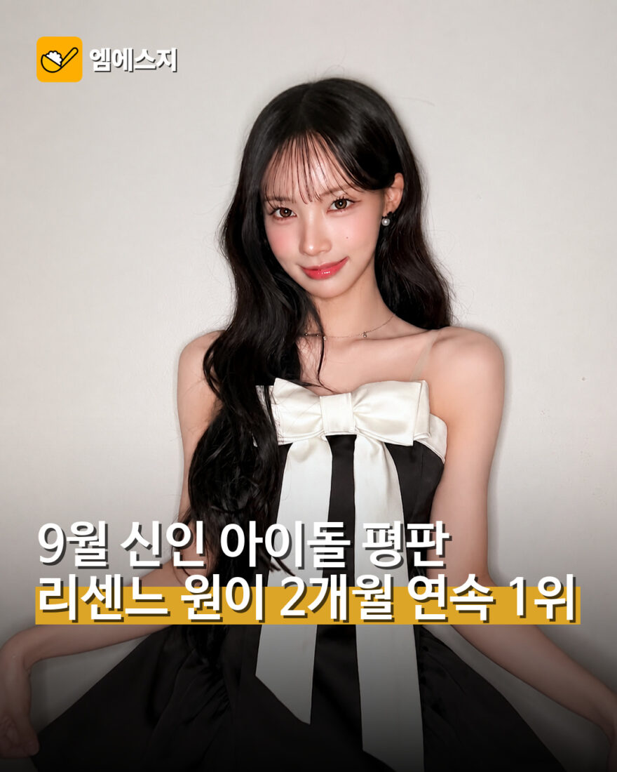 9월 신인 아이돌 평판 리센느 원이 2개월 연속 1위