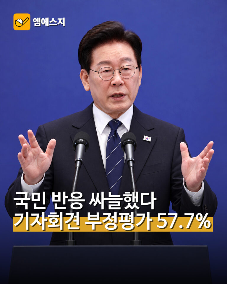 이 대통령 기자회견 부정평가 57.7%