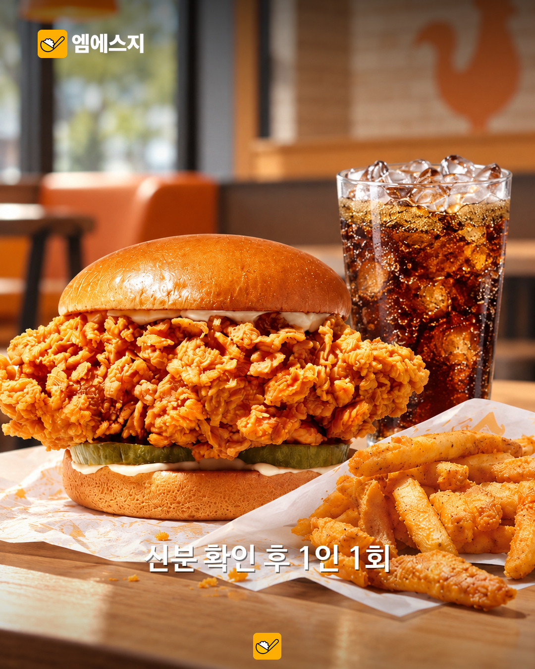 치킨샌드위치 세트 이해를 돕기 위한 재구성 이미지