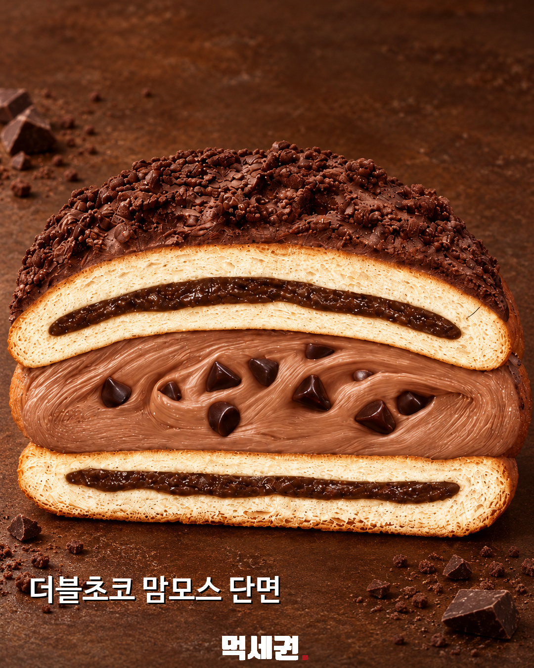 연세우유 ‘더블초코 맘모스’ 이미지 등장…출시·판매 정보는? 2 연세우유 더블초코 맘모스 단면 연출 이미지