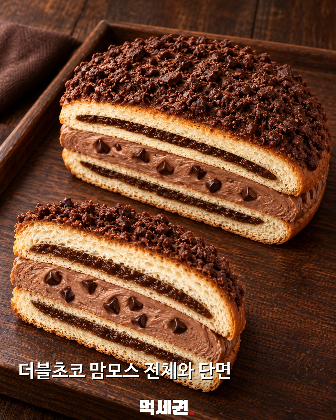 연세우유 ‘더블초코 맘모스’ 이미지 등장…출시·판매 정보는? 3 더블초코 맘모스 전체와 단면 연출 이미지