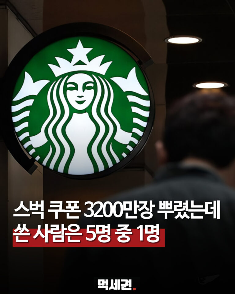 스타벅스 쿠폰 지급과 사용 비율을 표현한 먹세권 이미지