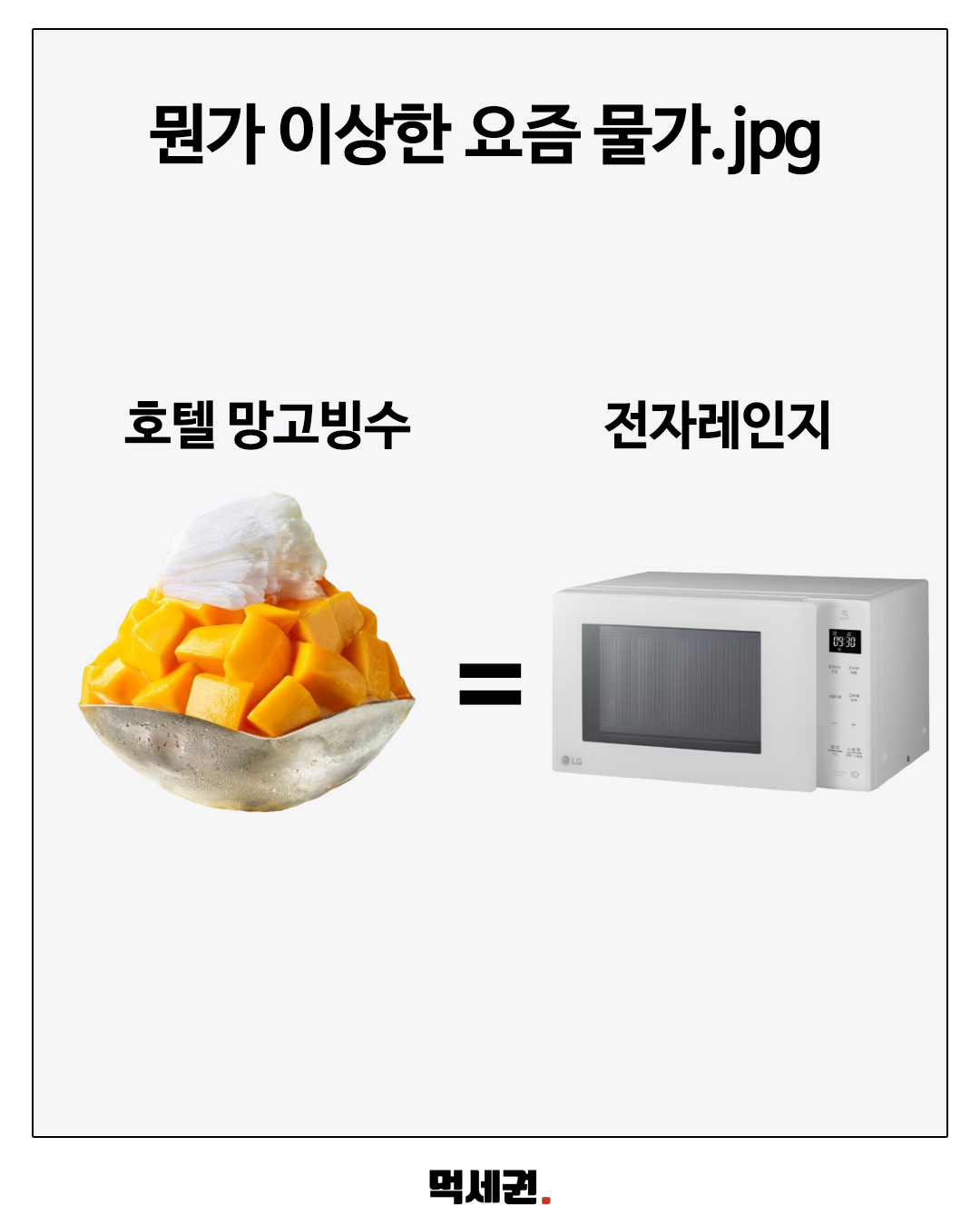 치킨 한 마리와 쌀 10kg을 나란히…생활용품으로 비교한 ‘물가 체감표’ 3 호텔 망고빙수와 전자레인지 비교 이미지
