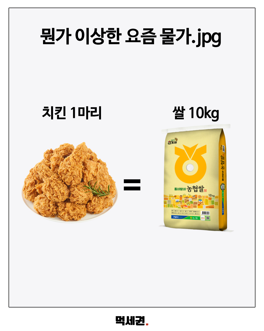치킨 한 마리와 쌀 10kg을 나란히…생활용품으로 비교한 ‘물가 체감표’ 5 치킨 한 마리와 쌀 10kg 비교 이미지