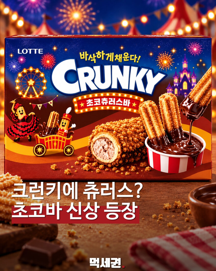 롯데 크런키 초코츄러스바 이마트 신상 소개 표지