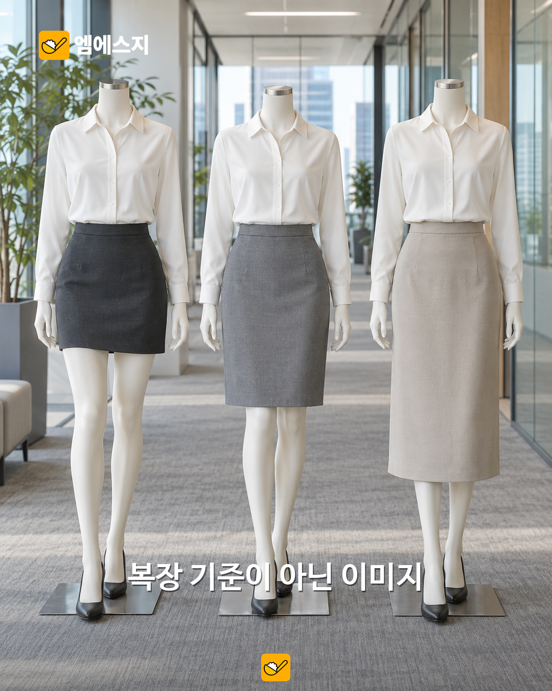 “어디까지가 출근룩?” 치마 길이 비교 이미지 화제…실제 회사 규정은 아냐 2 치마 길이별 옷차림을 비교한 일러스트. 실제 직원 사진이나 회사의 복장 규정이 아니다