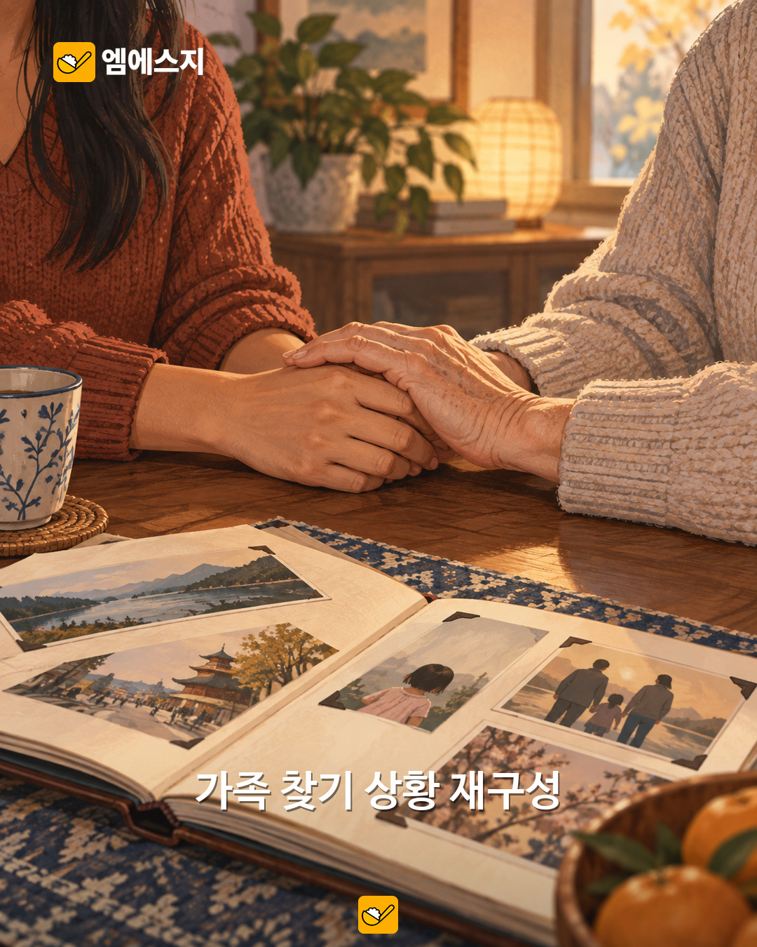 가족 찾기와 상봉을 설명하는 일러스트. 박아름 씨와 가족의 실제 사진이 아니다