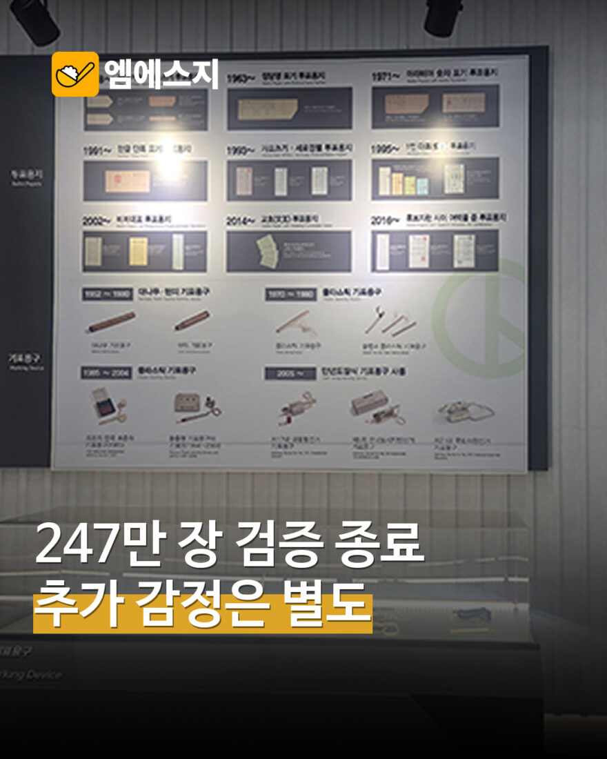 중앙선관위 공식 선거홍보관의 투표용지 변천사 전시 자료사진